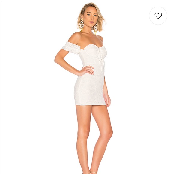 LPA Fitted Lace Up Mini Dress in Ivory - Picture 2 of 8